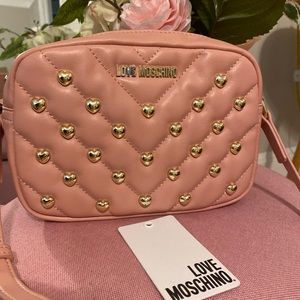 Love Moschino Heart studded quilted camera bag